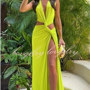 Jersey Triple Loop Cutout Stretch Maxi Dress (XL)